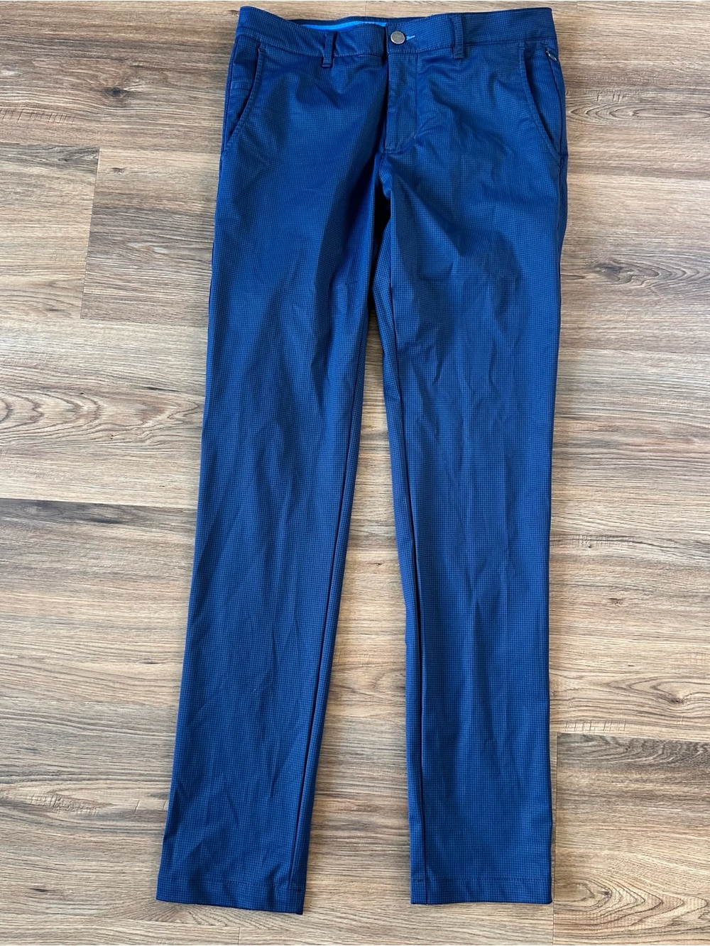 Twillory Pants Men 32x34 Blue Check Performance Zip Pocket Golf Stretch Wick Dry